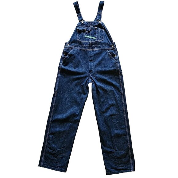 Key Imperial Overalls Mens 38 x 32L Blue Baggy Denim Pants Bib Farmer Distressed - Picture 1 of 9